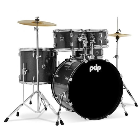 Awesome Audio Center Stage Complete Drum Set with Cymbals Throne, Silver Sparkle - 5 Piece AW3469711